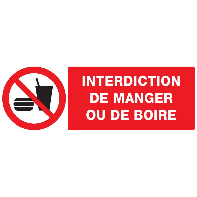 INTERDICTION DE MANGER OU DE BOIRE 200x52mm