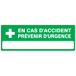 EN CAS D'ACCIDENT PREVENIR D'URGENCE 200x52mm