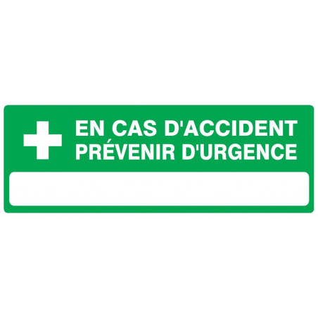 EN CAS D'ACCIDENT PREVENIR D'URGENCE 200x52mm