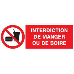 INTERDICTION DE MANGER OU DE BOIRE 330x120mm