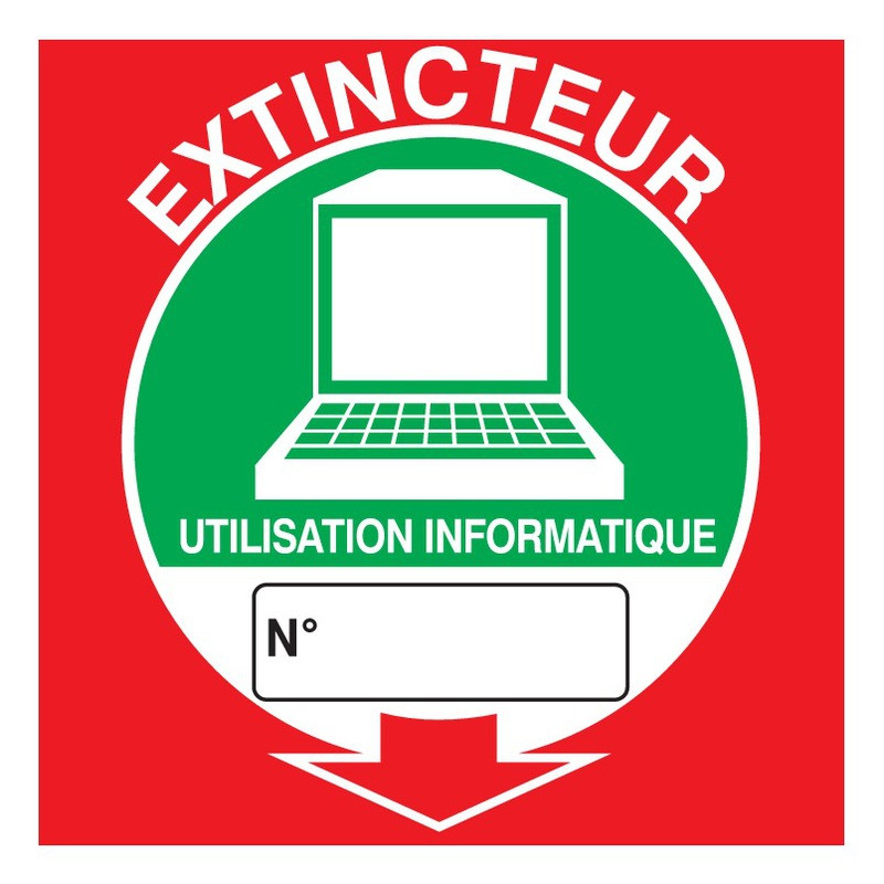 EXTINCTEUR UTILISATION INFORMATIQUE 200x200mm