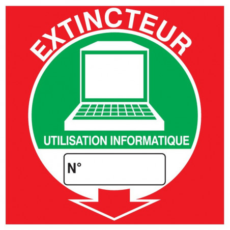 EXTINCTEUR UTILISATION INFORMATIQUE 200x200mm