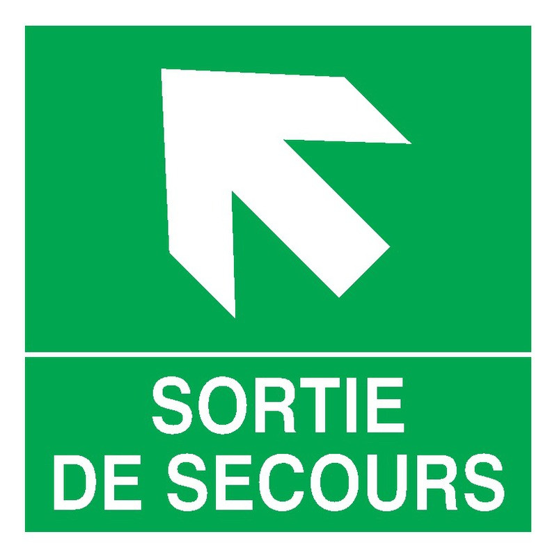 SORTIE DE SECOURS FLECHE EN HAUT A GAUCHE 200x200mm