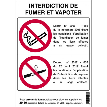 INTERDICTION DE FUMER ET VAPOTER 150X210mm (A5) PS CHOC