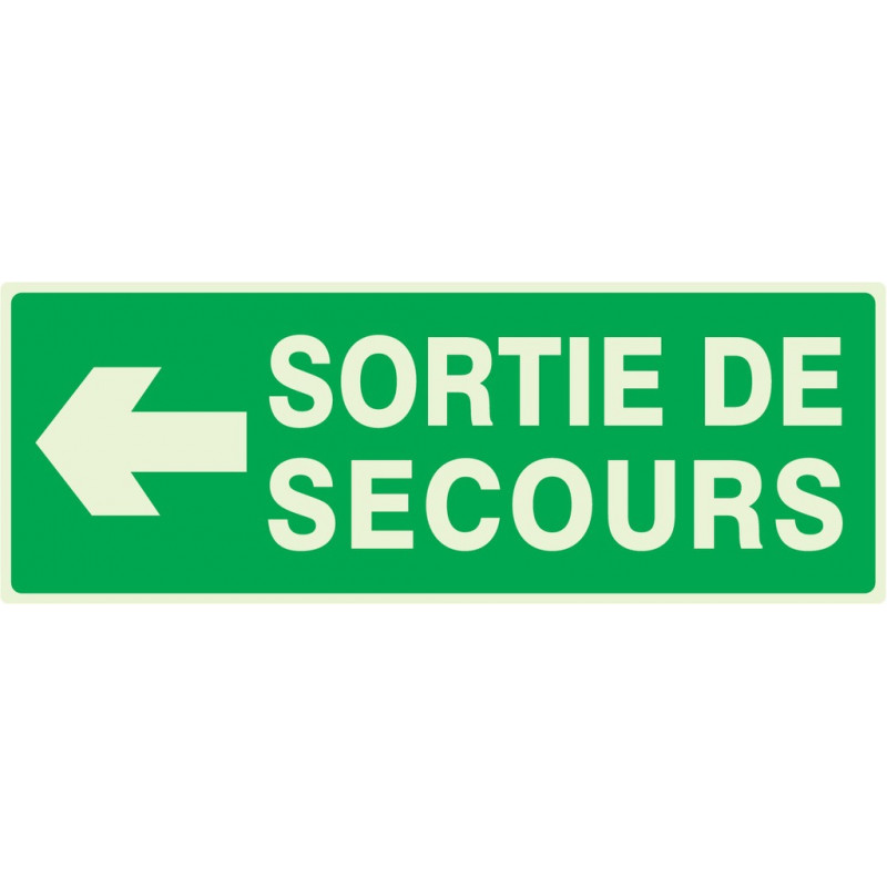 SORTIE DE SECOURS FLECHE A GAUCHE LUMINESCENT 330x200mm