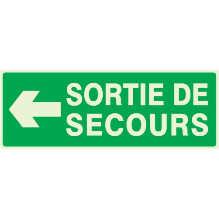 SORTIE DE SECOURS FLECHE A GAUCHE LUMINESCENT 330x200mm