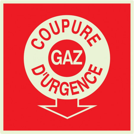 COUPURE GAZ D'URGENCE LUMINESCENT 200x200mm