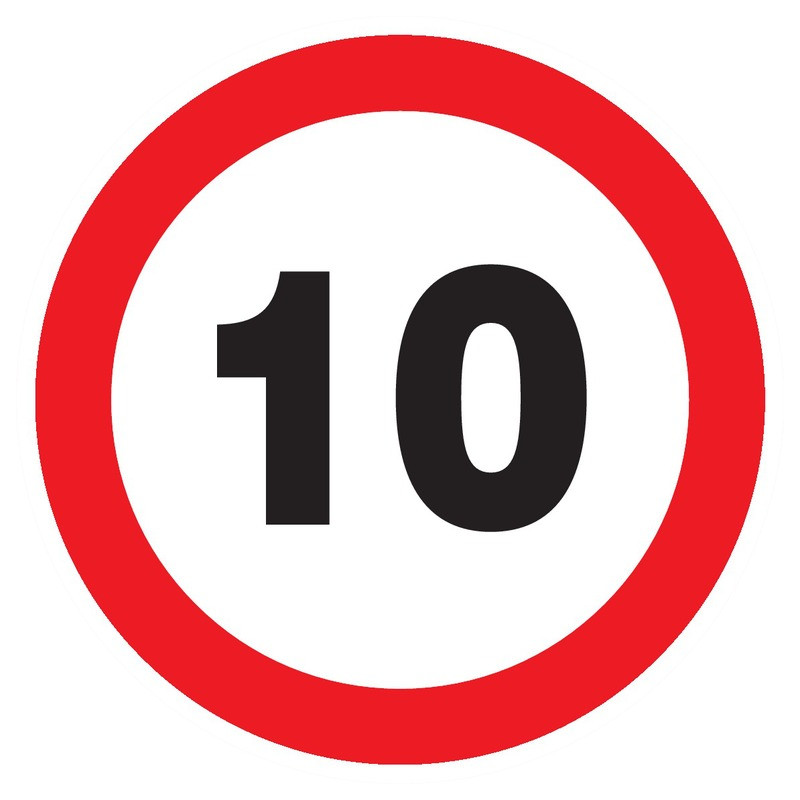 INTERDIT DE ROULER A PLUS DE 10 KM/H D.300mm