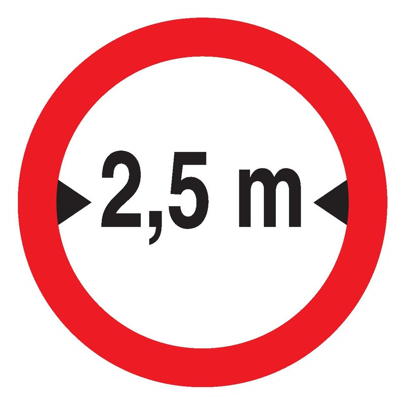 INTERDIT AUX VEHICULES DE PLUS DE 2.50M DE LARGE D420mm