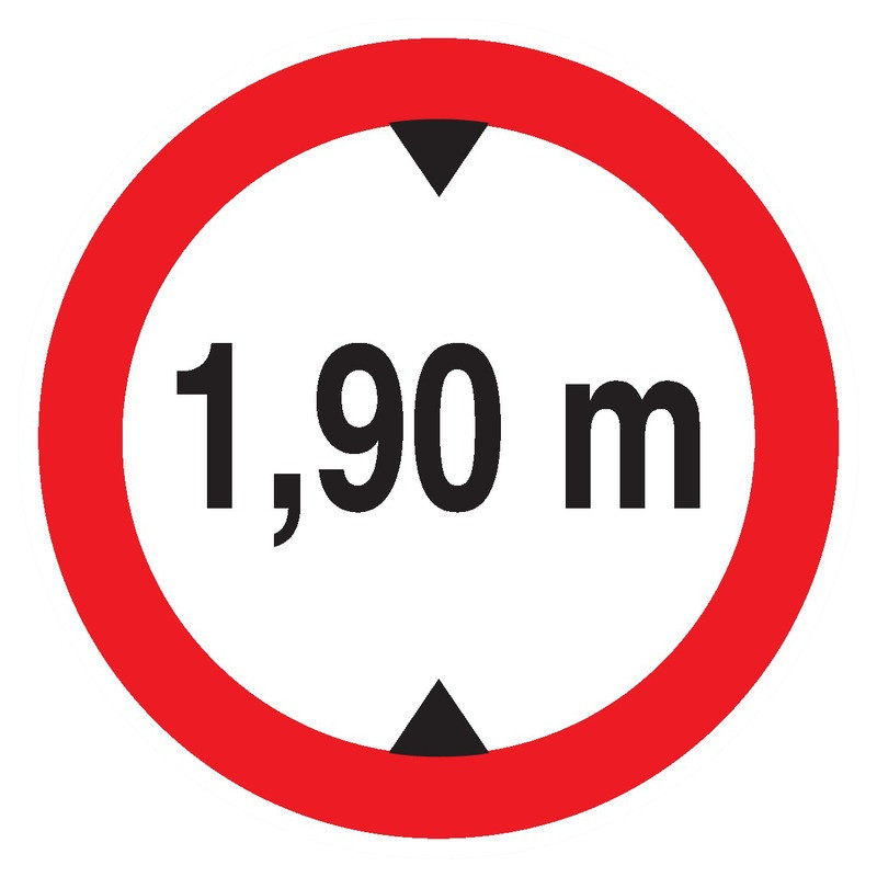 INTERDIT AUX VEHICULES DE PLUS DE 1.90M DE HAUT D.80mm