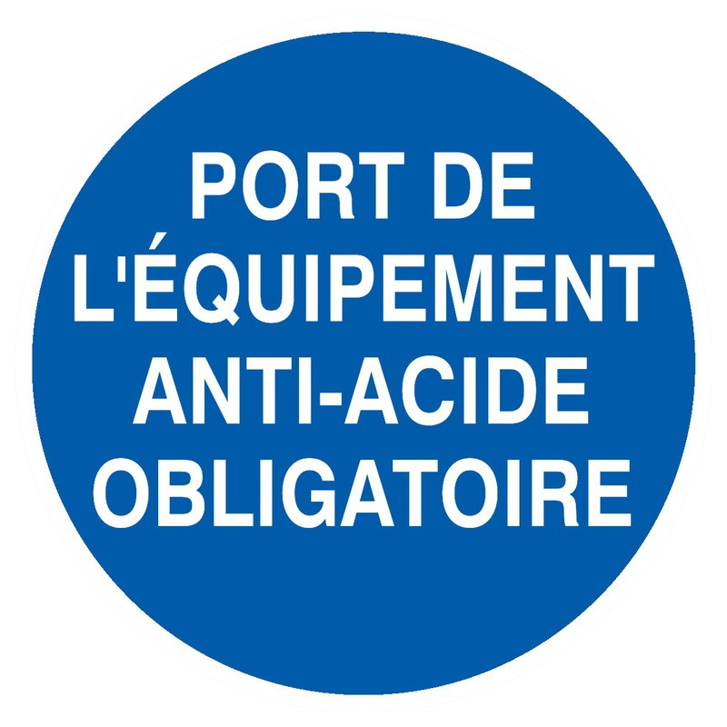 PORT DES EQUIPEMENTS ANTI-ACIDE OBLIGATOIRE D.80mm