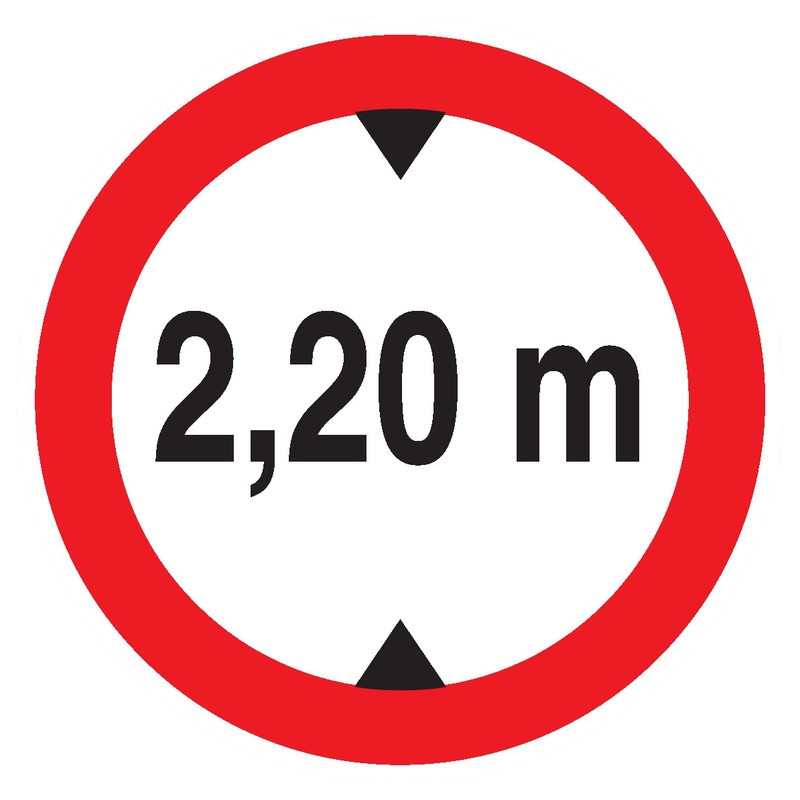 INTERDIT AUX VEHICULES DE PLUS DE 2.20M DE HAUT D.180mm