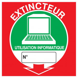 EXTINCTEUR UTILISATION INFORMATIQUE 200x200mm