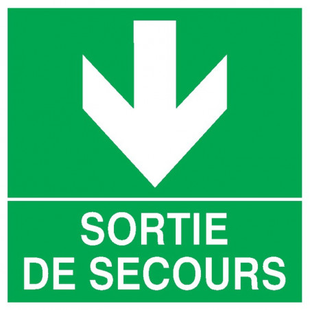 SORTIE DE SECOURS FLECHE EN BAS 200x200mm