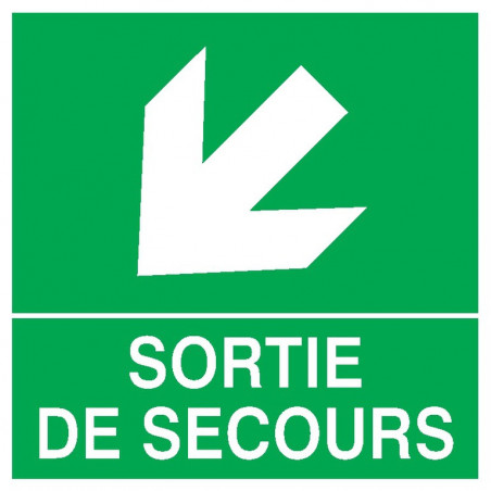 SORTIE DE SECOURS FLECHE EN BAS A GAUCHE 200x200mm