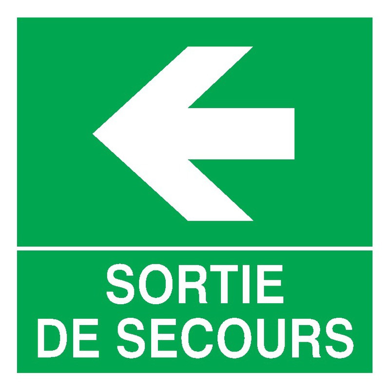 SORTIE DE SECOURS FLECHE A GAUCHE 200x200mm