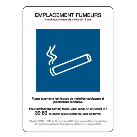 EMPLACEMENT FUMEURS 150X210mm (A5) ADHESIF