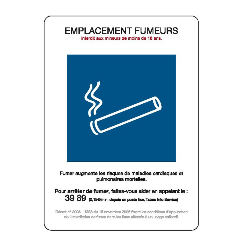 EMPLACEMENT FUMEURS 210X297mm (A4) ADHESIF