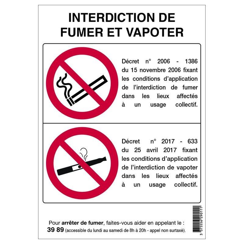 INTERDICTION DE FUMER ET VAPOTER 210X297mm (A4) ADHESIF